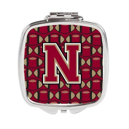 Carolines Treasures Letter N Football Garnet and Gold Compact Mirror CJ1078-NSCM